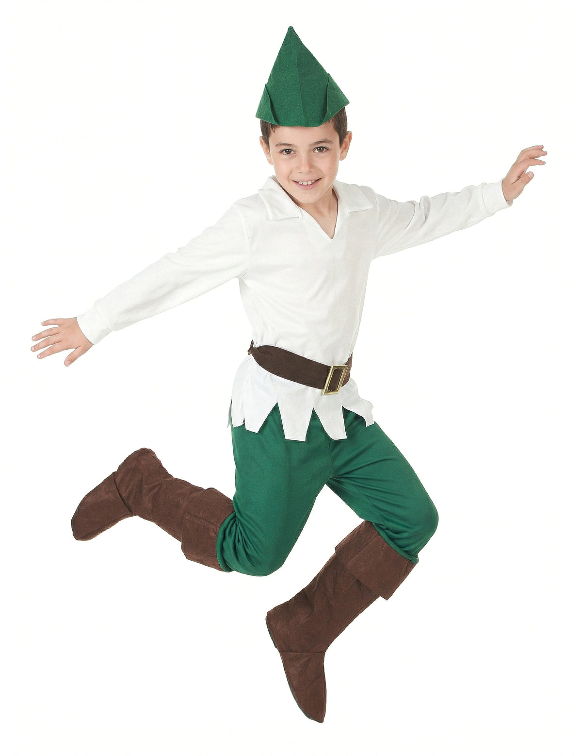 Déguisement de garçon des bois pour enfant blanc et vert avec chapeau et surbottes