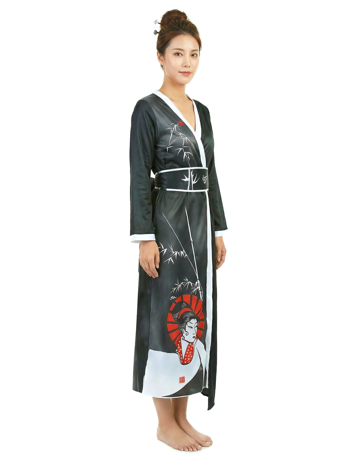 Vue de dos du déguisement geisha pour femme