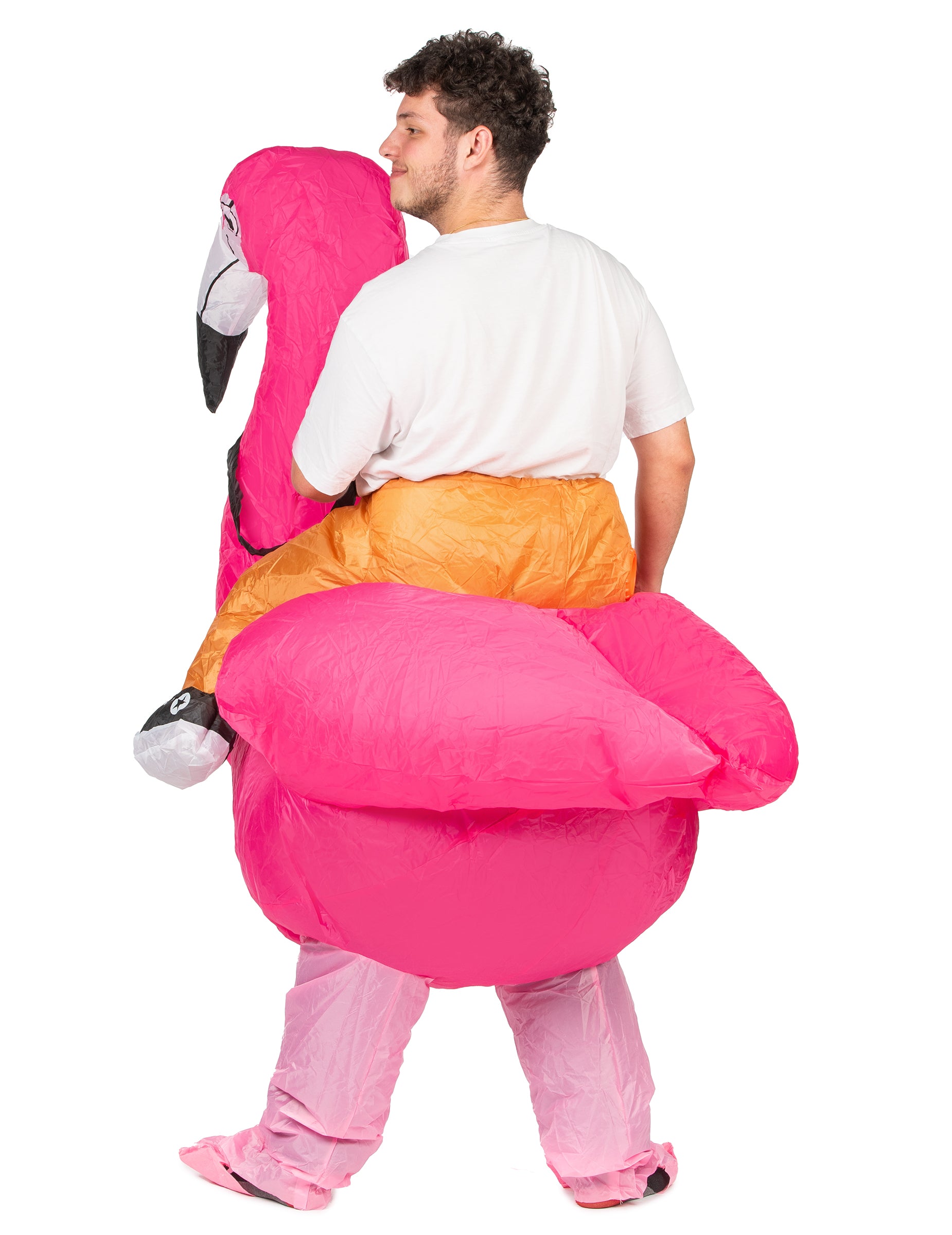Vue de dos du déguisement gonflable flamingo