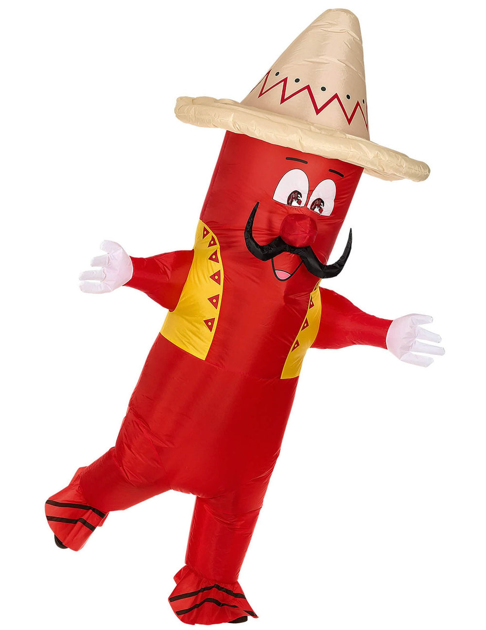 Costum cară-mă de ardei iute mexican pentru adult roșu cu sombrero și mustață