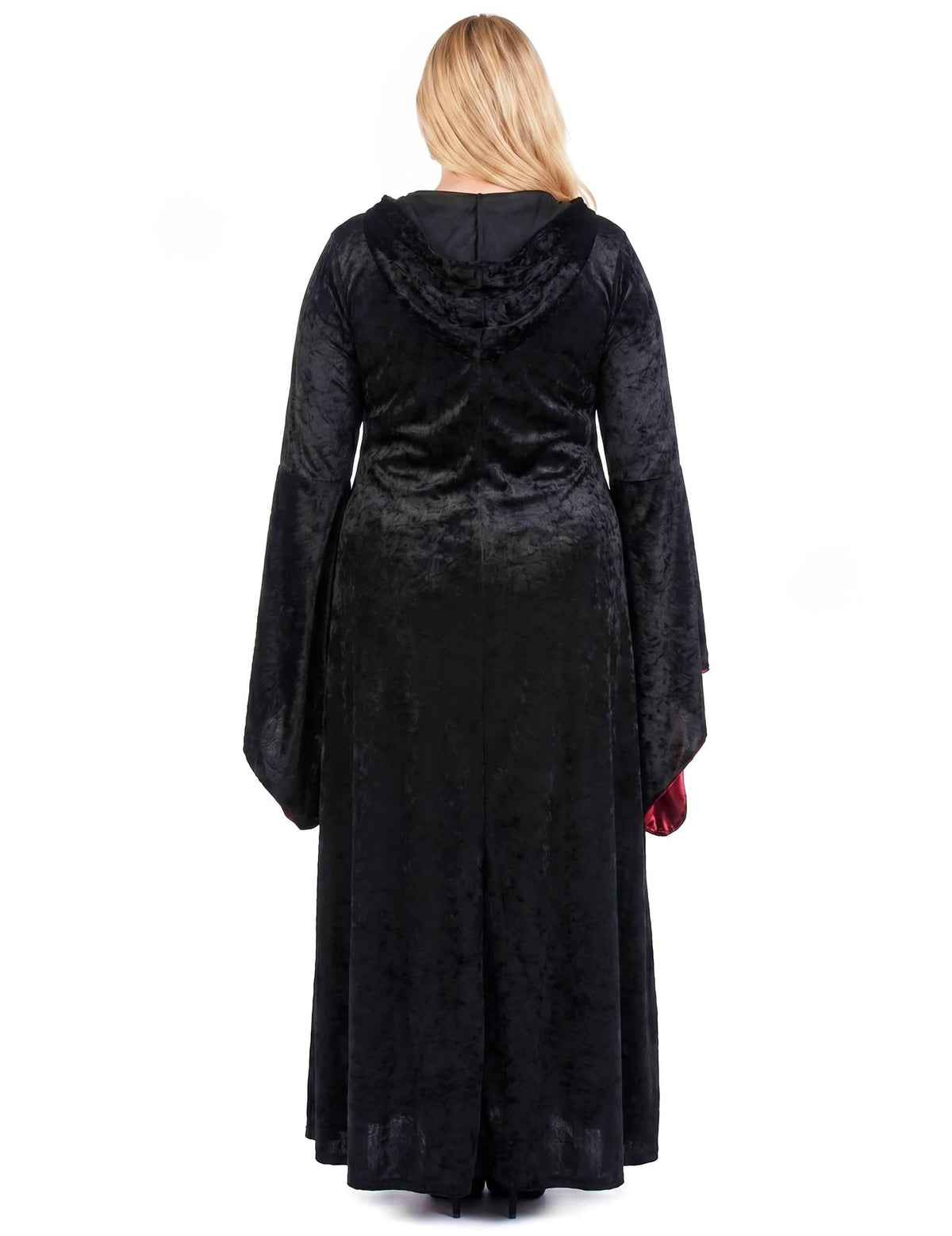 Costum mare de dimensiuni gotice cu capotă feminină roșie și neagră