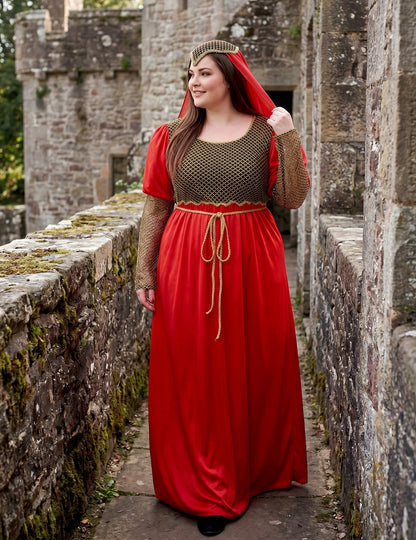 Déguisement grande taille médiéval rouge femme