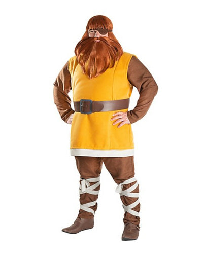 Costum Halvar Vic the Vicking™ pentru bărbați, galben și maro, cu barbă roșcată