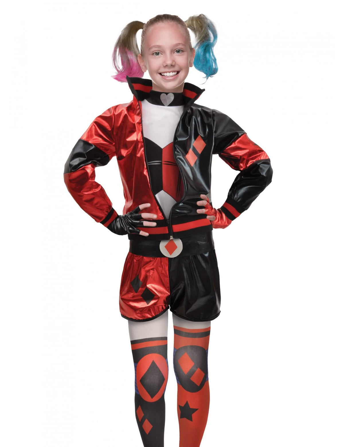 Vedere din față a costumului Harley Quinn™ pentru fată