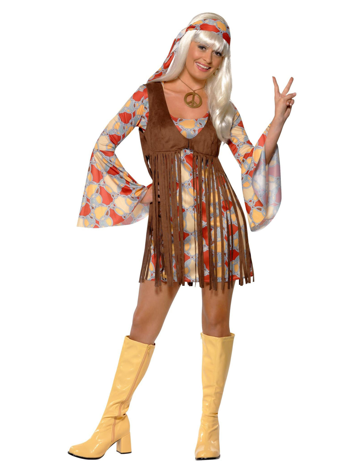 Vue d'ensemble du déguisement hippie année 70 pour femme