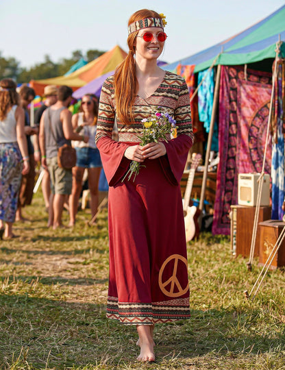 Costumul femeilor Hippie Bordeaux