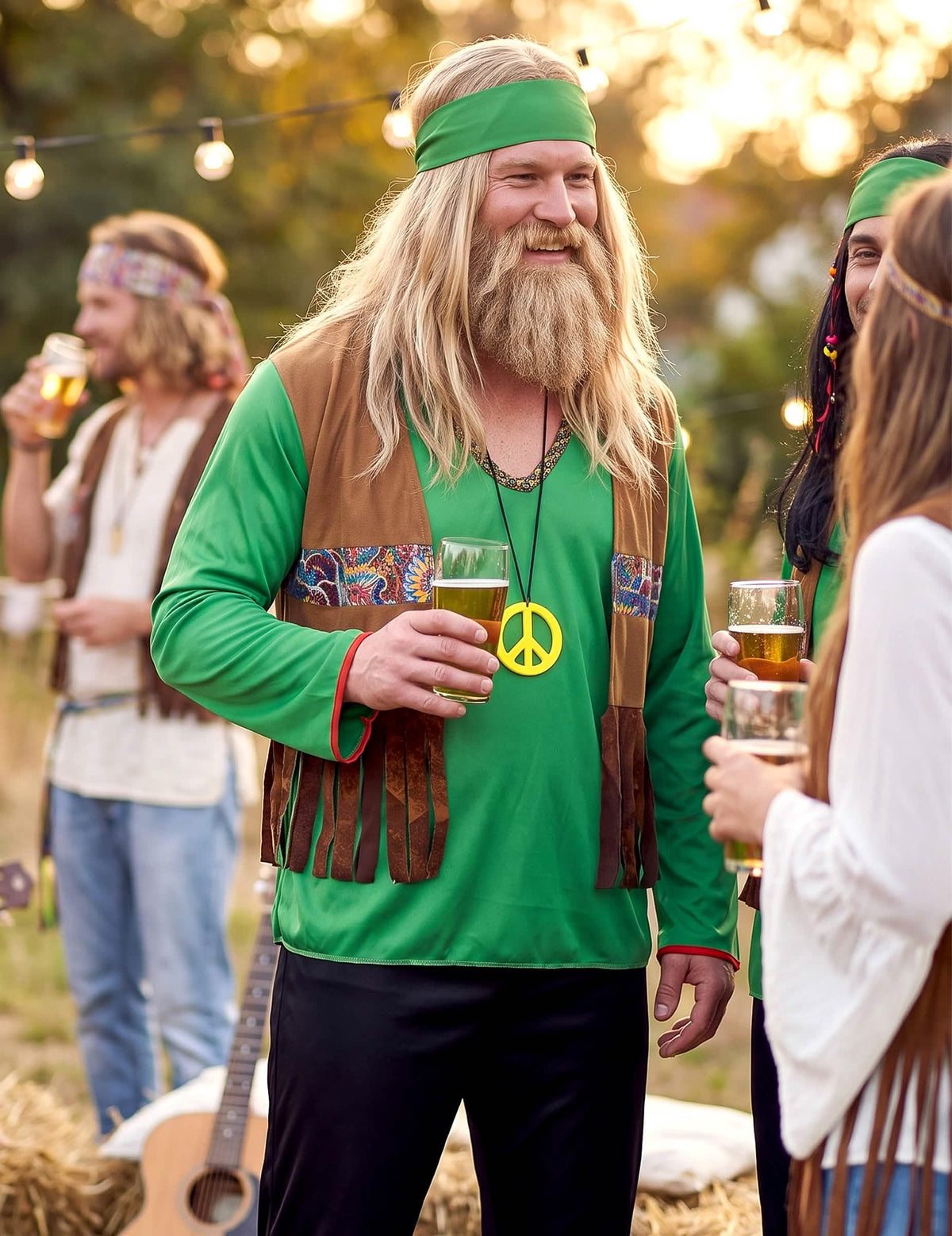 Deghizare hippie verde și negru