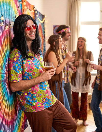 Costum hippie pentru barbati cu pantaloni evazati