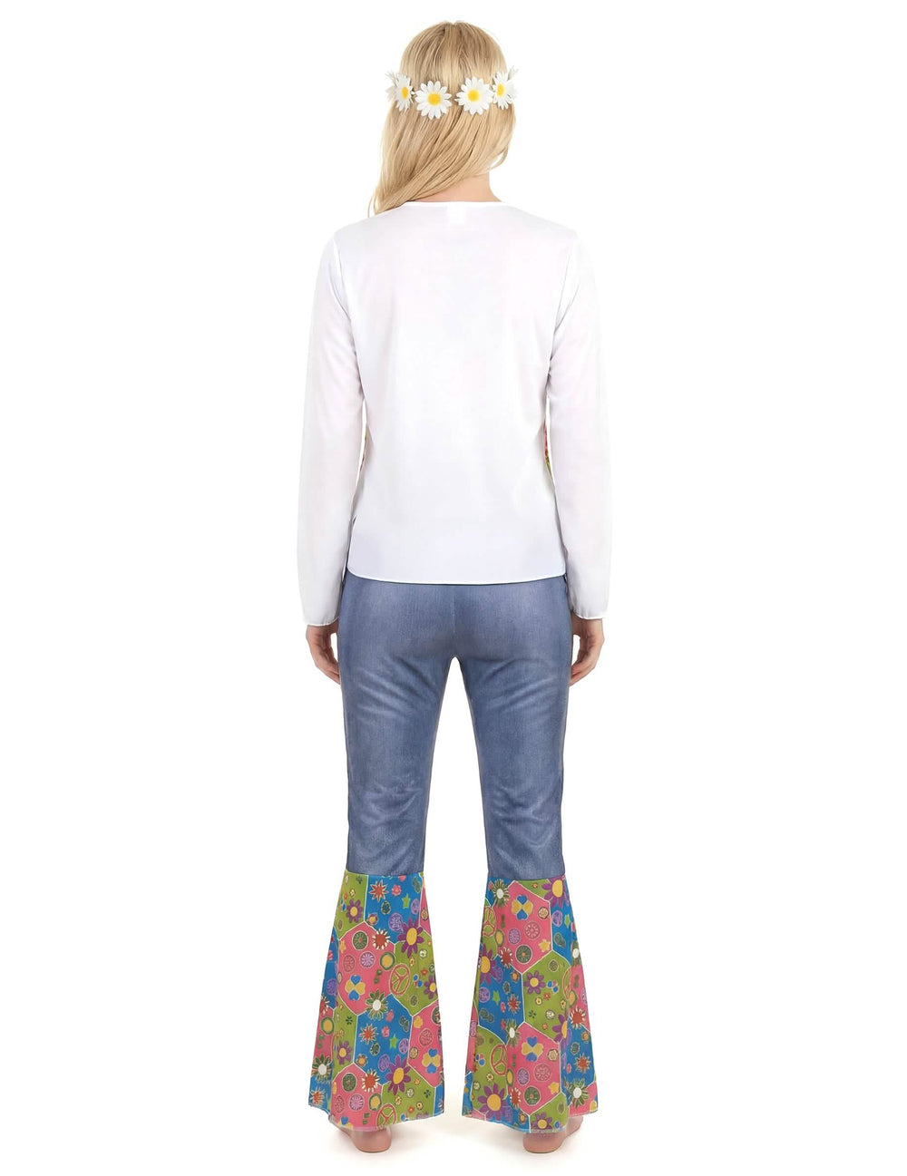 Vedere din spate a costumului hippie peace and love pentru femeie