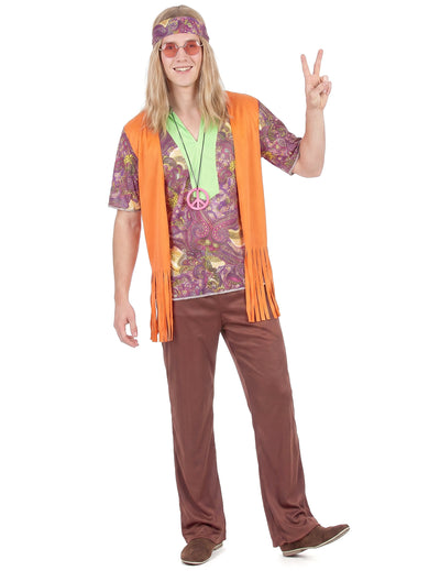 Hippie roz și om maro deghizare
