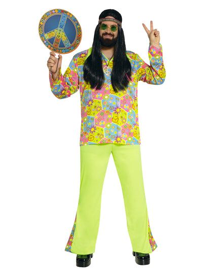 Deghizare hippie verde cu simboluri de om colorat