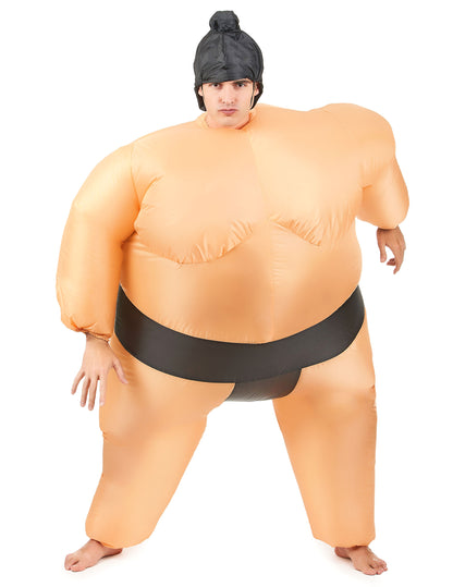 Déguisement humoristique sumo gonflable pour adulte chair et noir