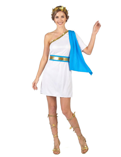 Costum de împărăteasă greacă albastră a femeilor