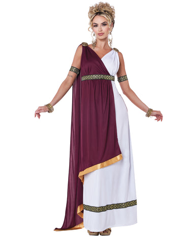 Femeie cu costum de împărăteasă romană