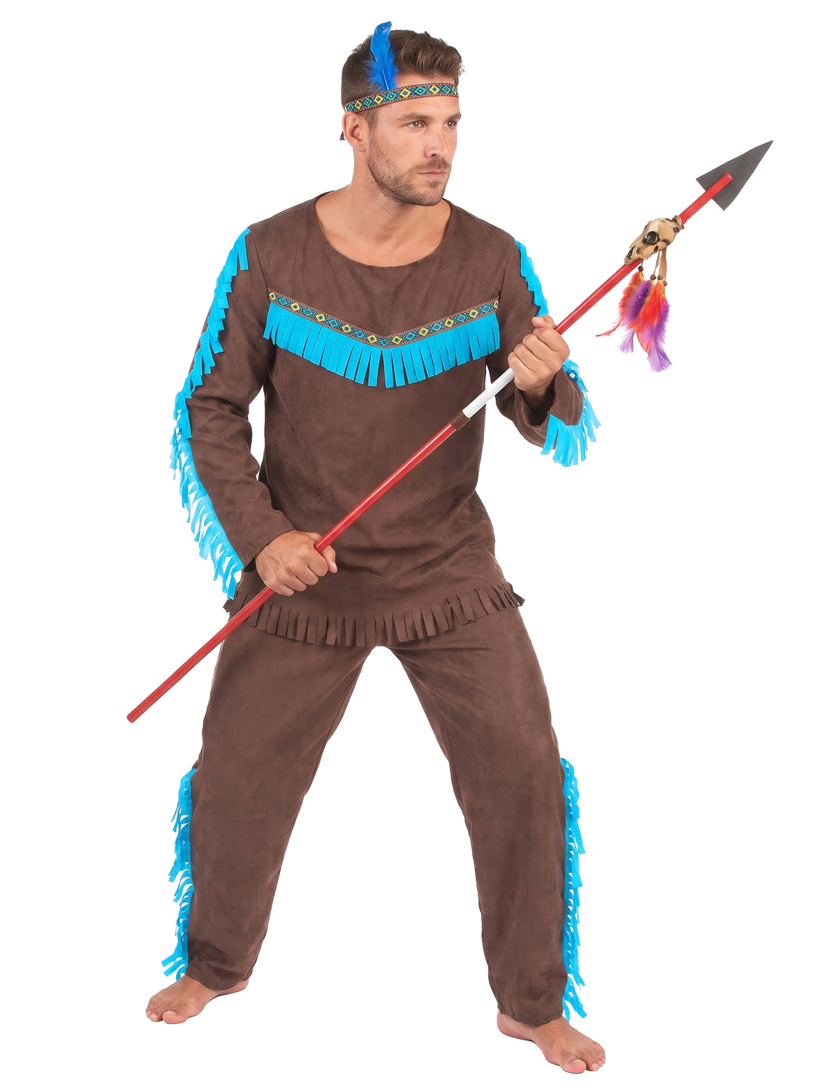 Déguisement indien marron et bleu homme