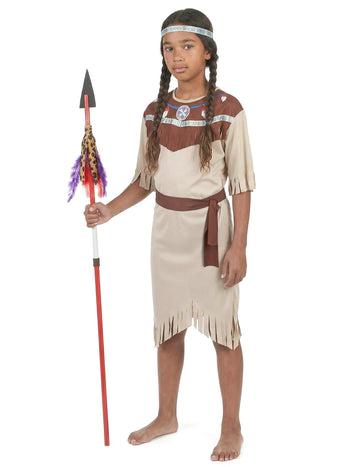 Deghizare indiană bej cu fete franjuri