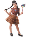 Déguisement indienne chic pour fille marron avec jupon en tulle et bandeau tribal