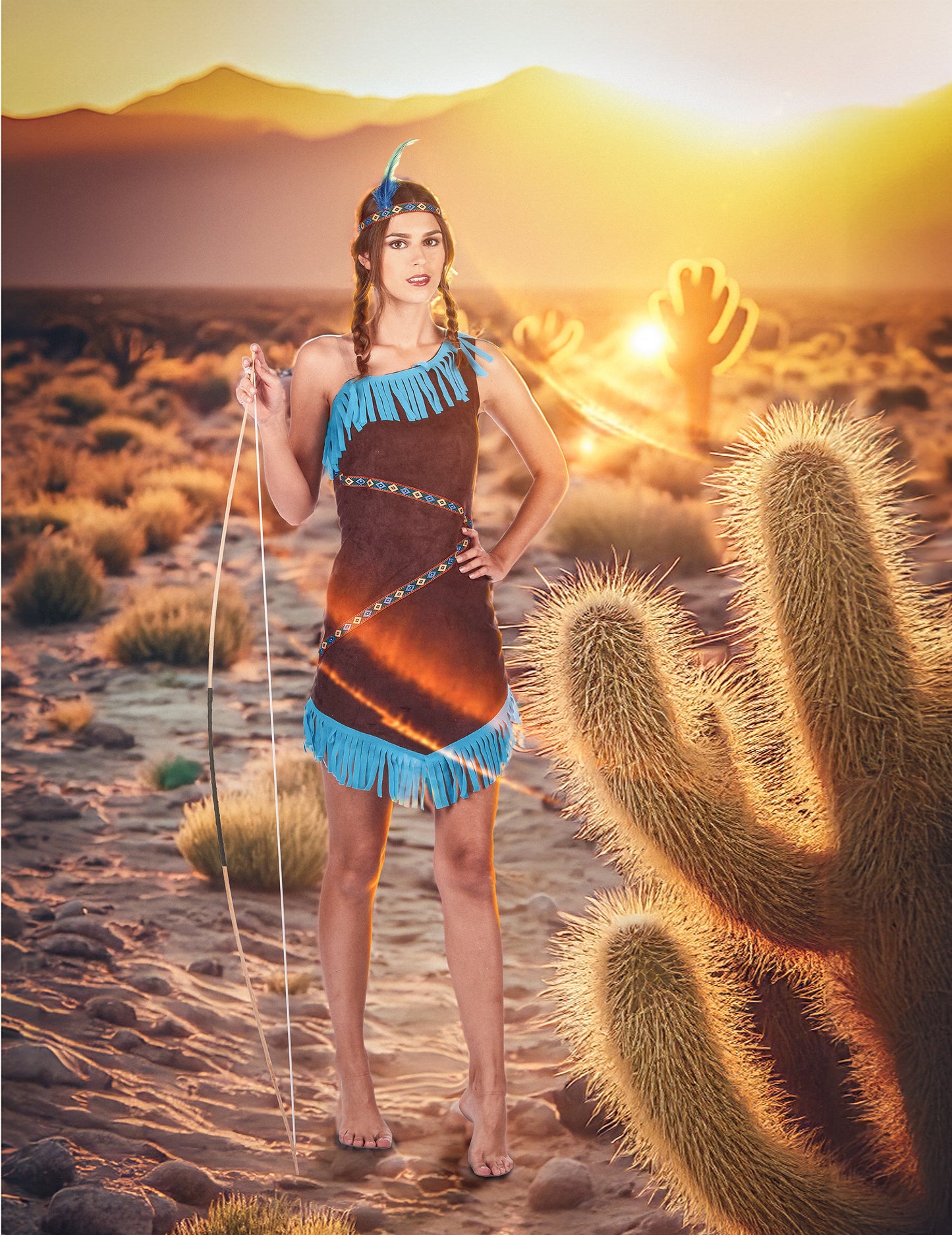 Deghizare indiană maro și albastră