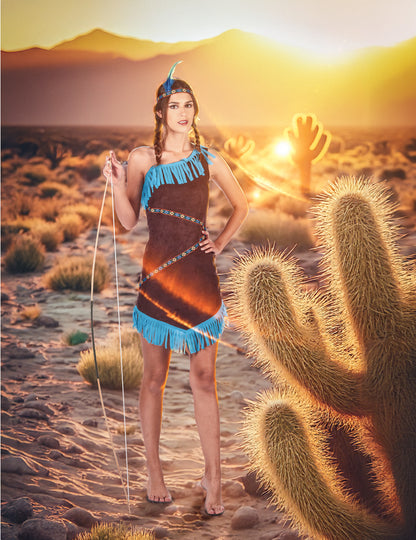 Deghizare indiană maro și albastră