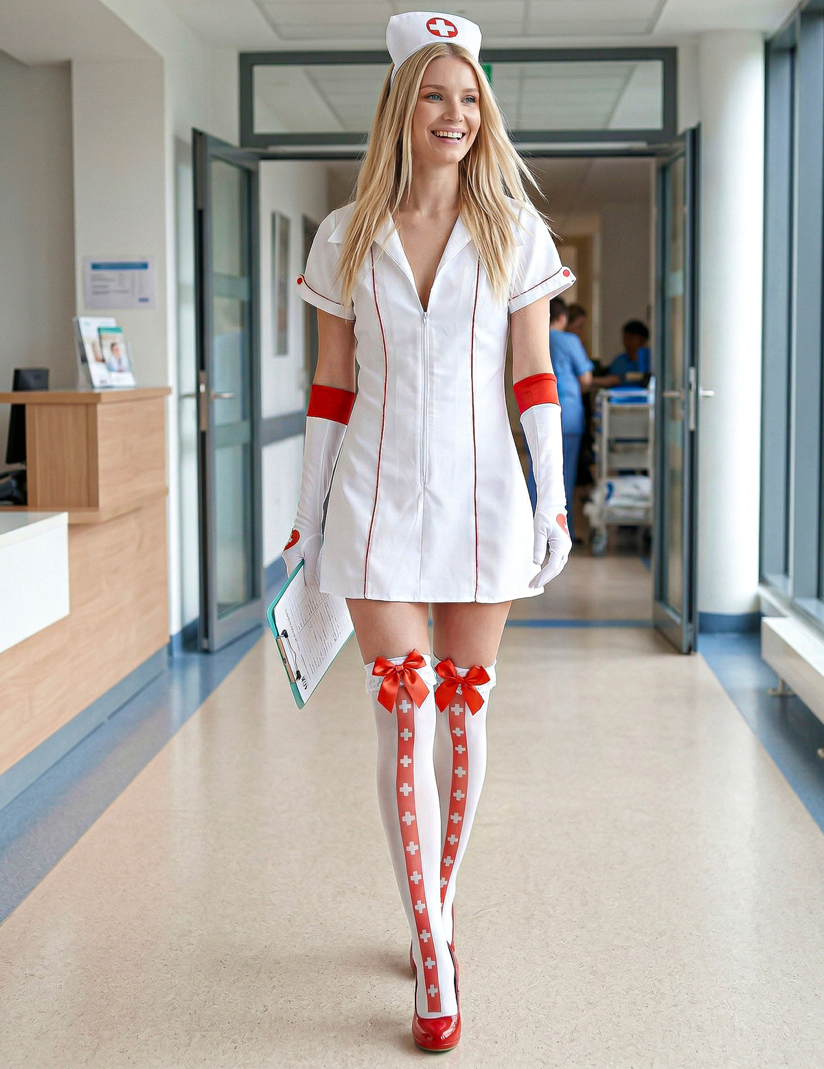 Femeie sexy costum de asistență medicală
