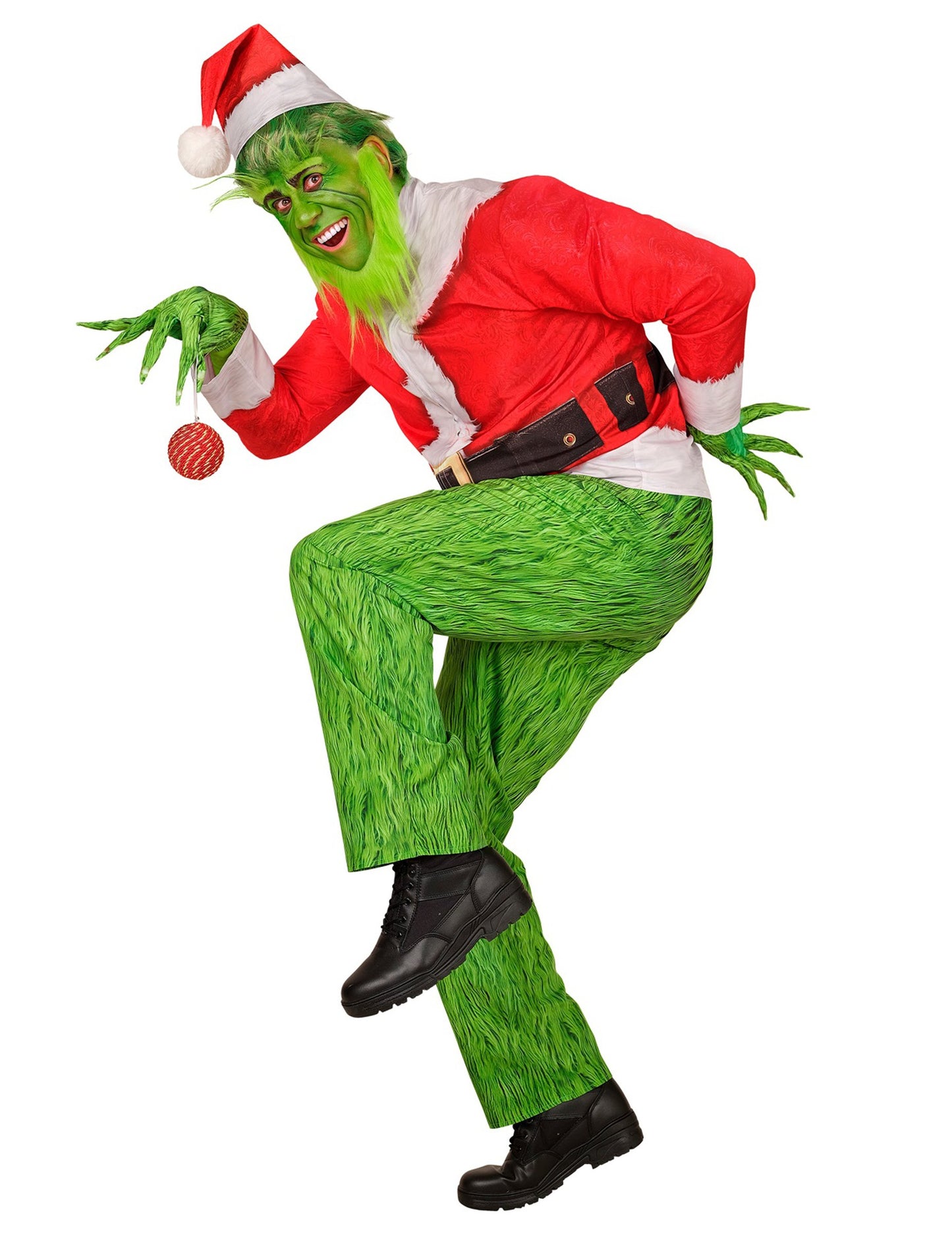 Costum complet de monstru morocănos de Crăciun pentru adult