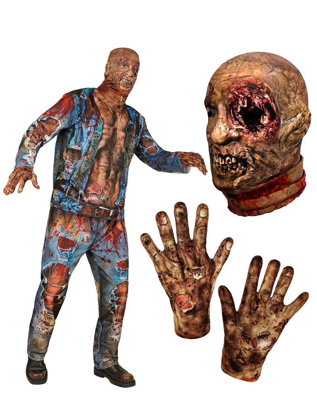Costum complet de zombi pentru adult