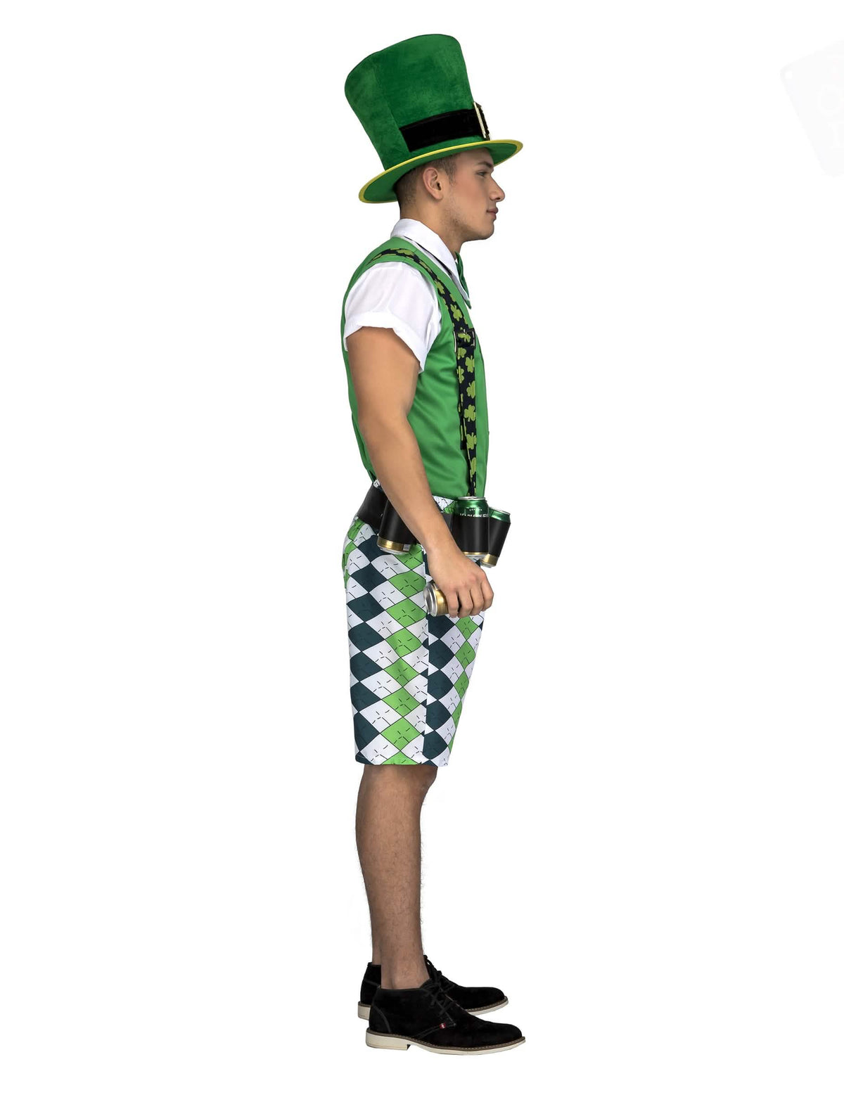 Vedere din profil a costumului irlandez cu curea de bere