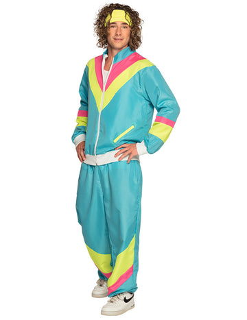 Costum de jogging retro neon albastru masculin
