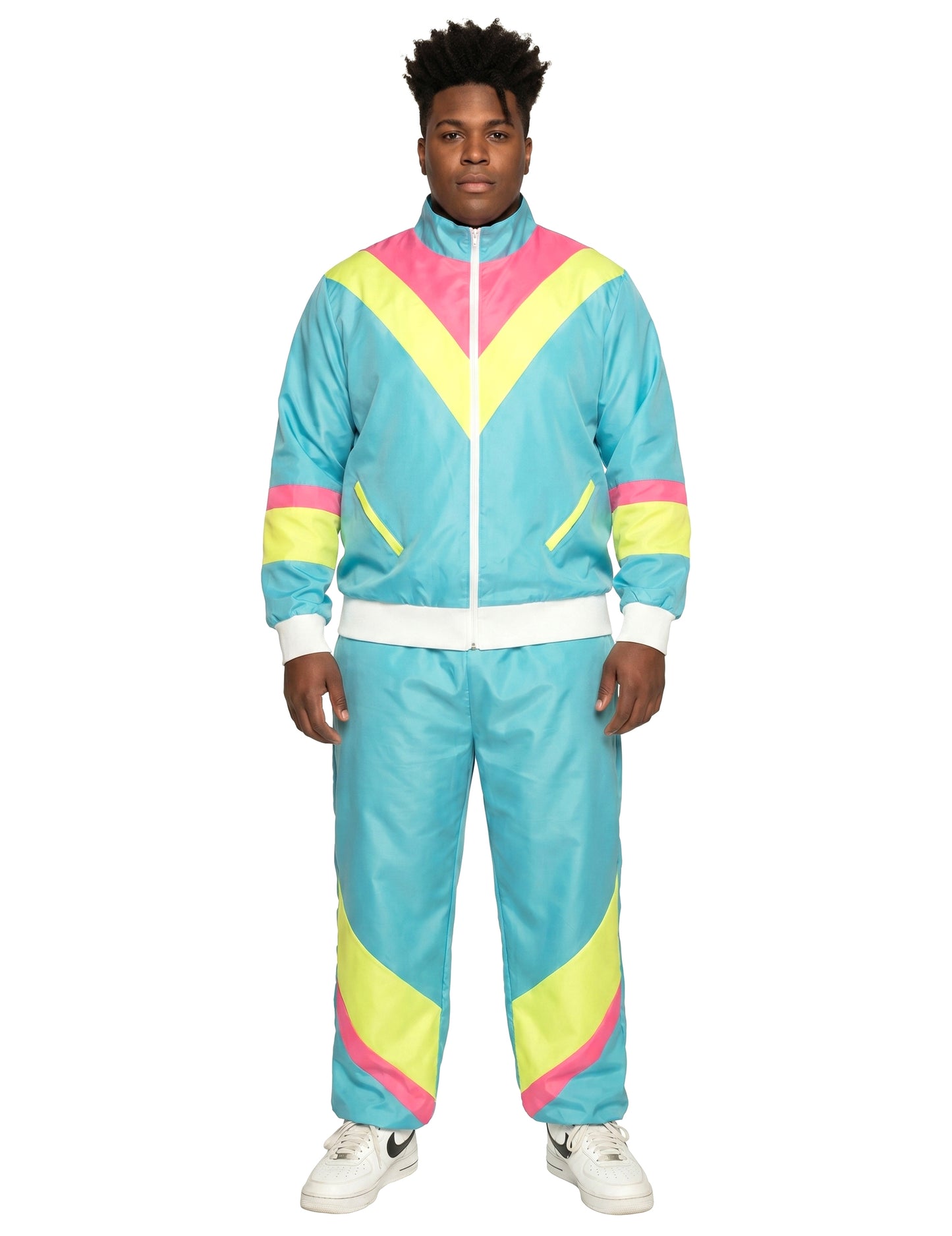 Costum de jogging retro neon albastru masculin