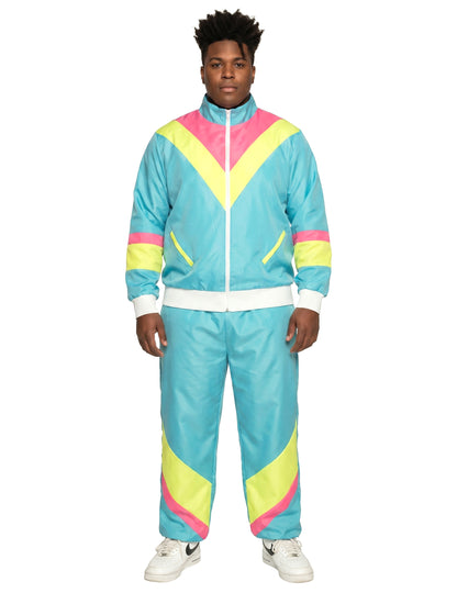 Costum de jogging retro neon albastru masculin