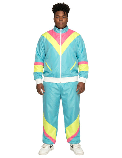 Déguisement Jogging Rétro Bleu Fluo Homme