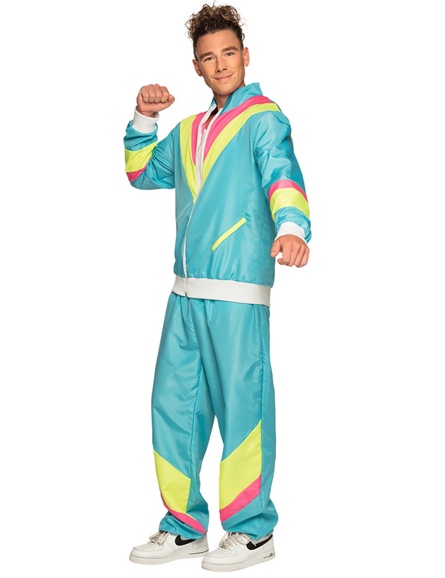 Costum de jogging retro neon albastru masculin