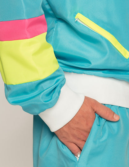 Costum de jogging retro neon albastru masculin