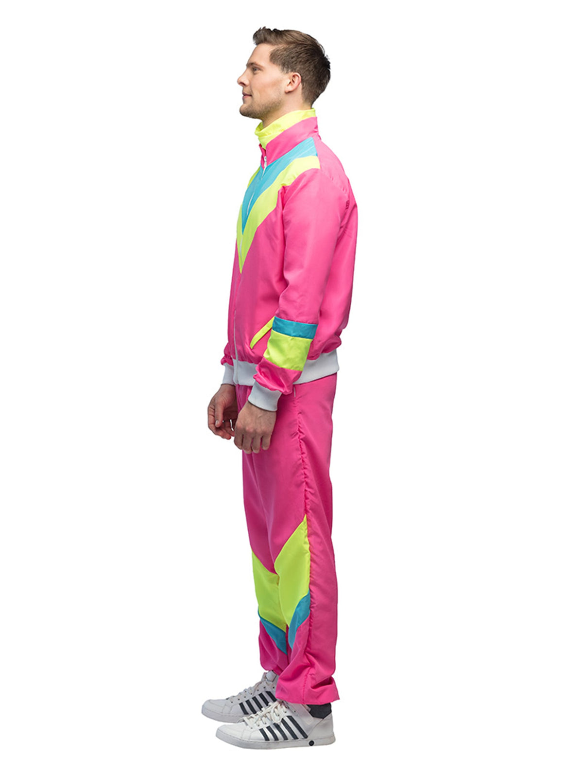 Costum de jogging retro roz neon pentru bărbați