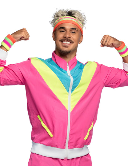 Déguisement Jogging Rétro Rose Fluo Homme