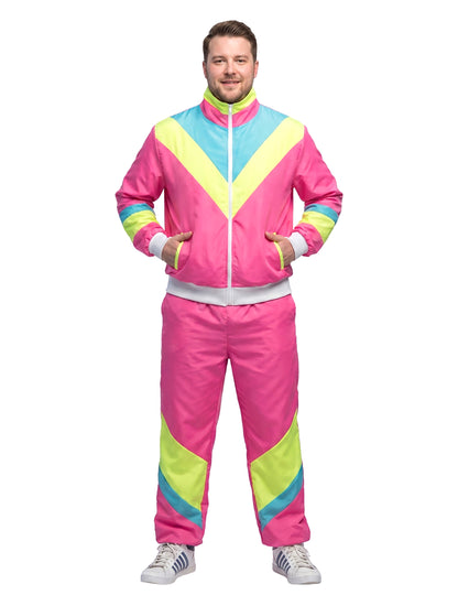 Costum de jogging retro roz neon pentru bărbați