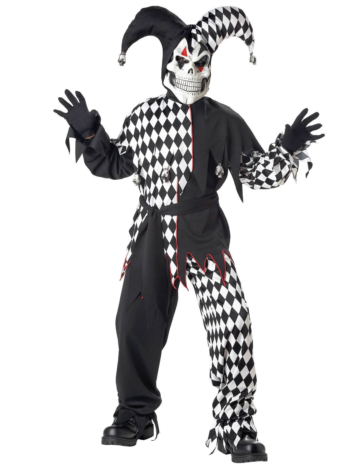 Déguisement joker diabolique pour enfant noir et blanc avec masque