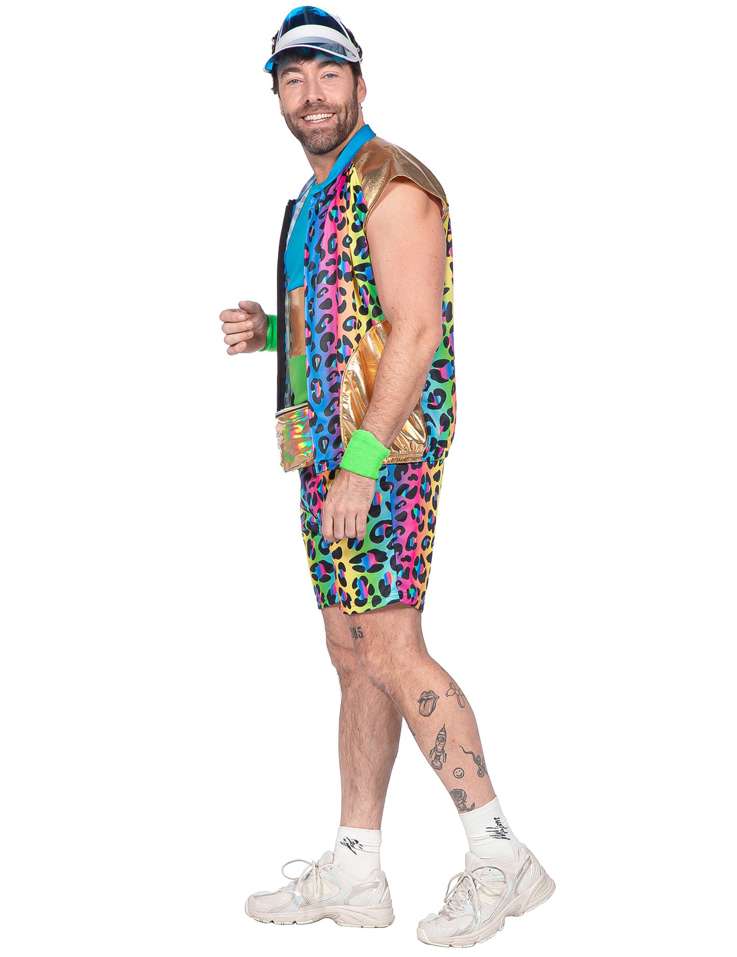 Costum kitsch panteră multicolor pentru bărbați