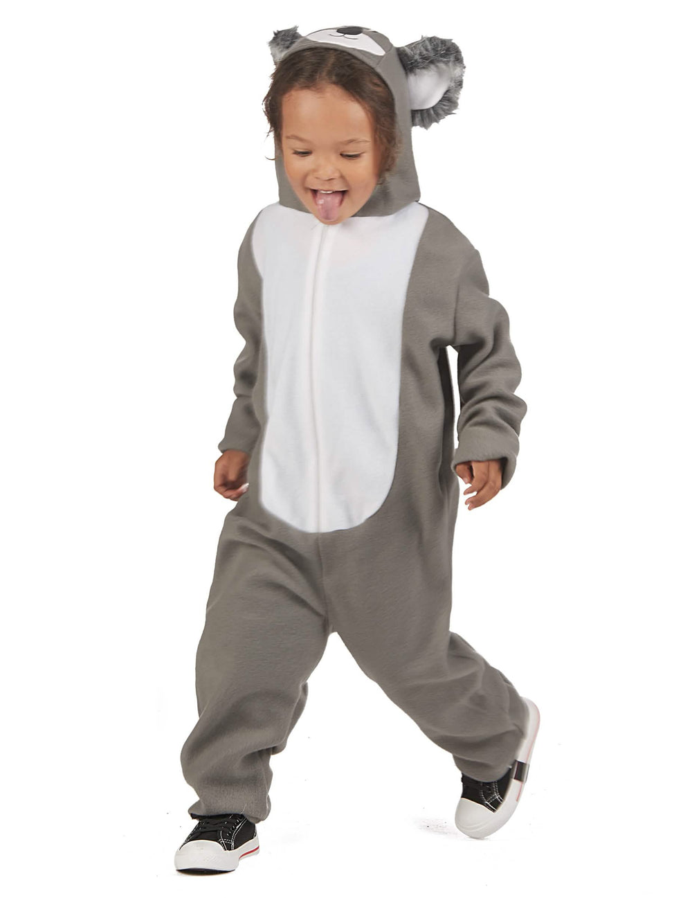 Costum de koala pentru copil gri și alb cu glugă cu urechi