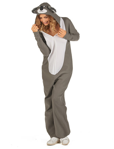 Costum de koala pentru femeie, gri și alb