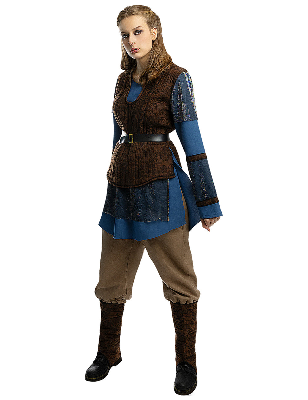 Déguisement Lagertha - Vikings™ pour femme bleu et marron avec ceinture