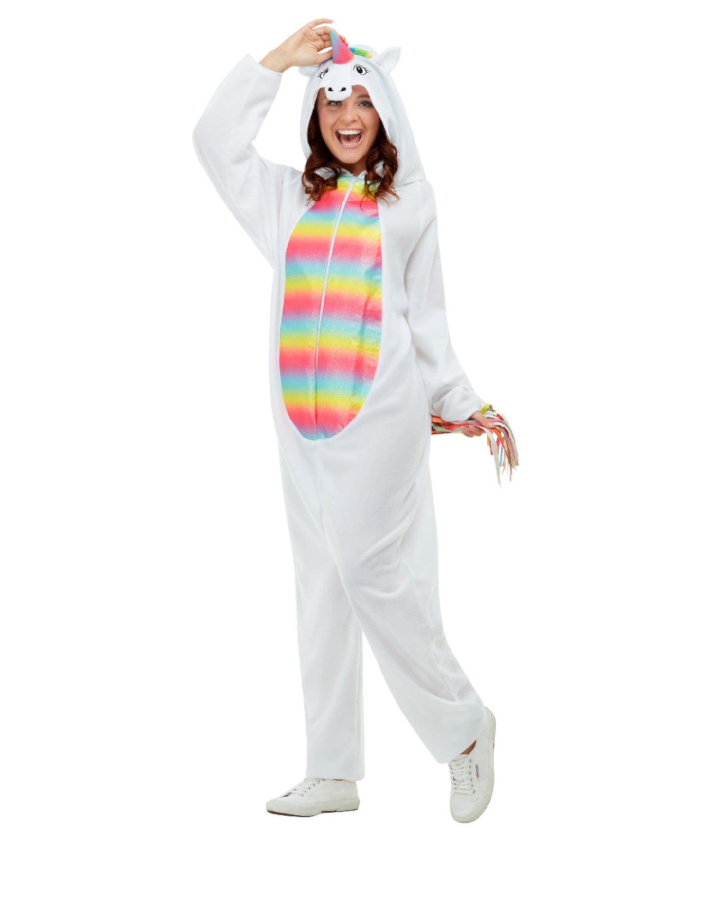 Deghizare unicorn alb și multicolor pentru adulți