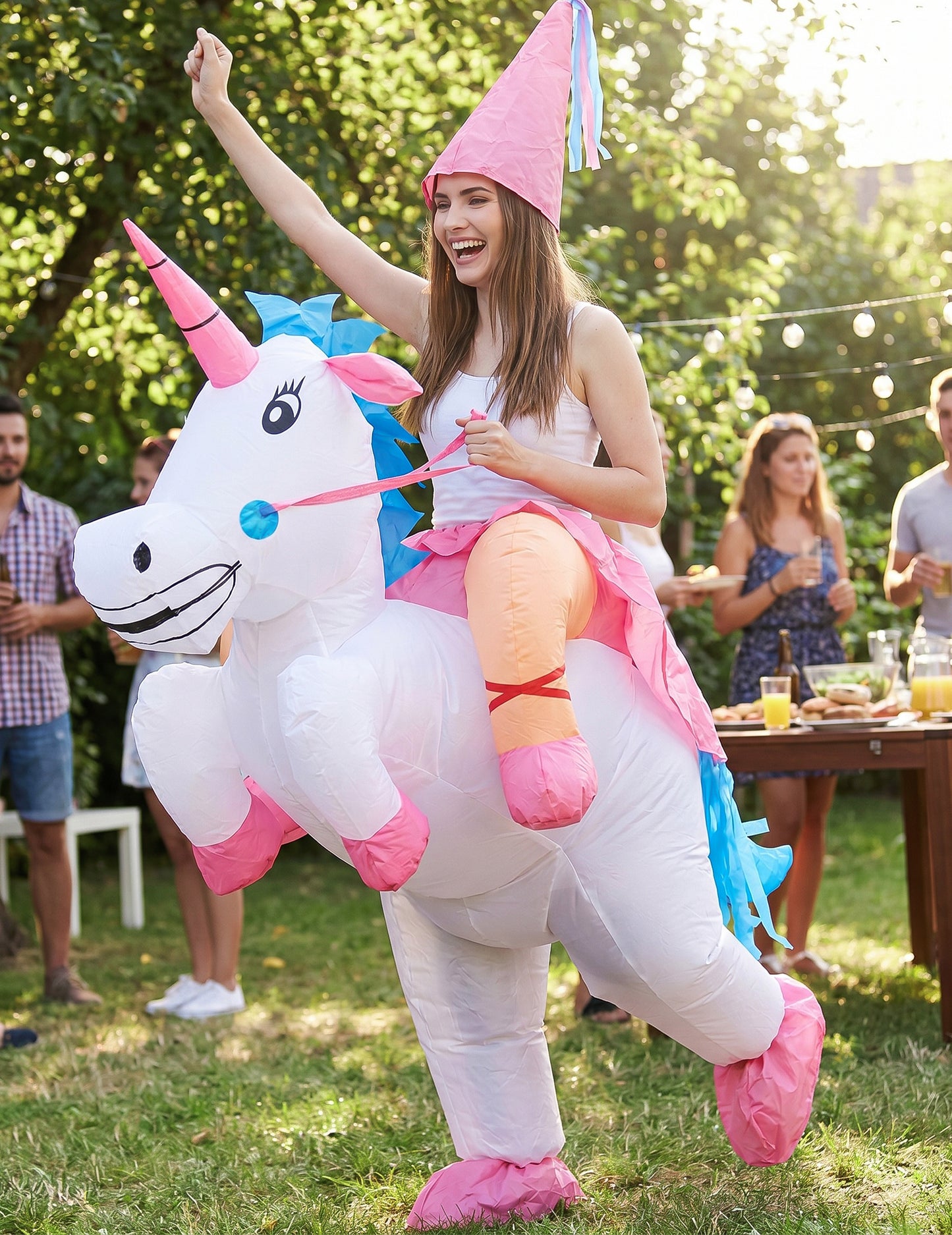 Deghizare unicorn gonflabilă pentru adulți