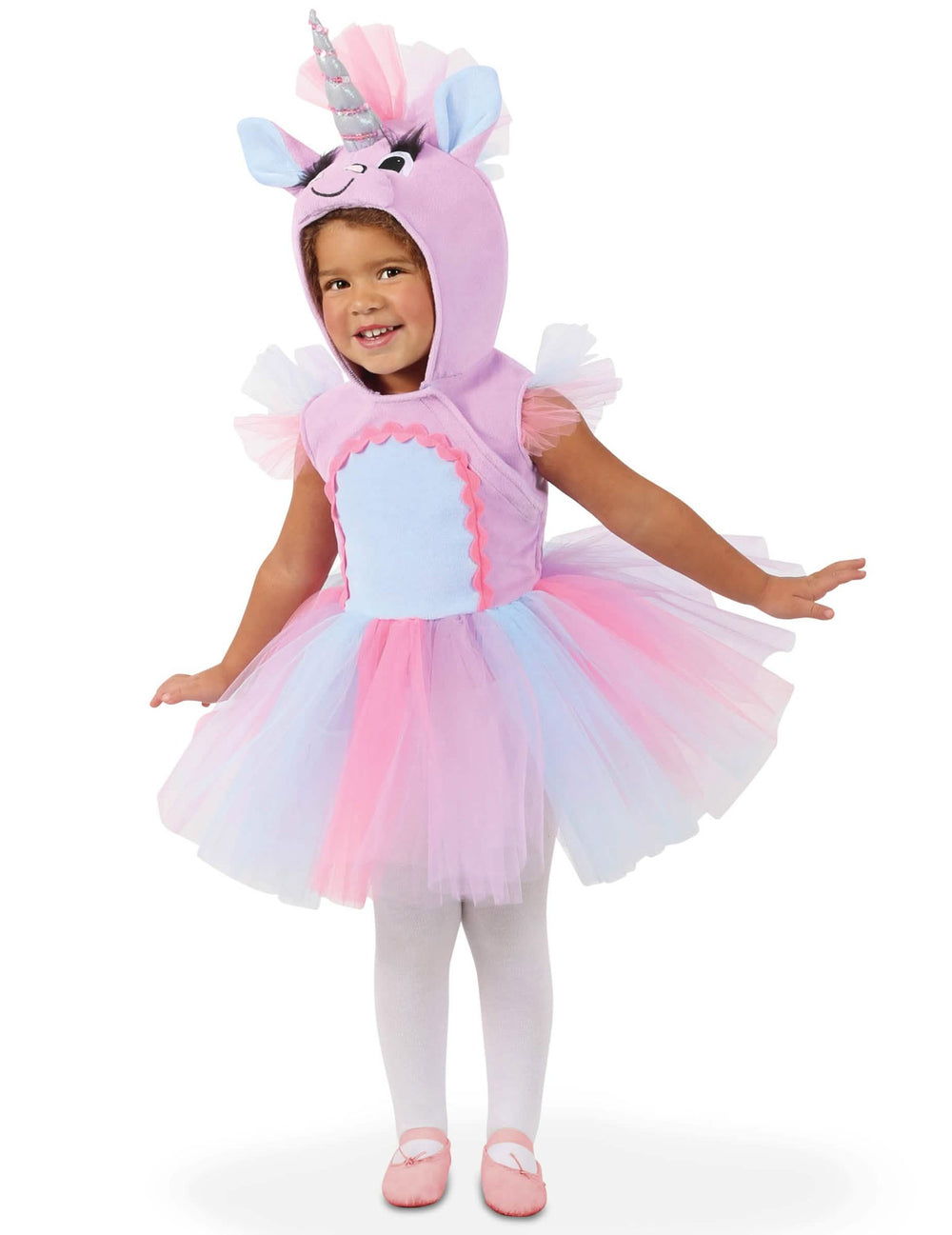 Costum de unicorni pastel pentru bebeluș mov, roz și albastru cu tutu și corn strălucitor
