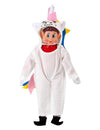 Costum de unicorni pentru păpușă spiriduș ștrengar alb cu corn roz