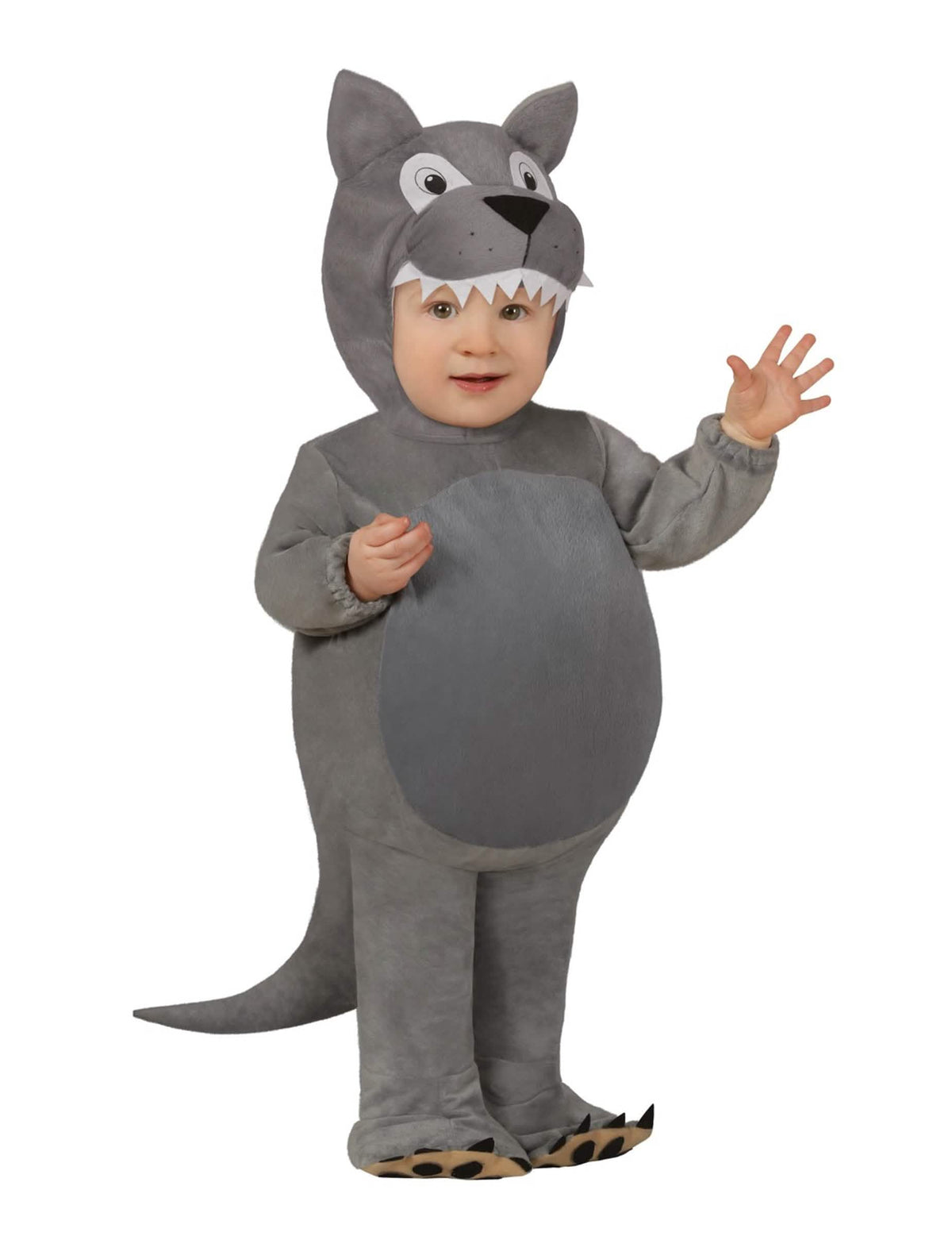 Déguisement de loup pour bébé gris avec capuche tête de loup