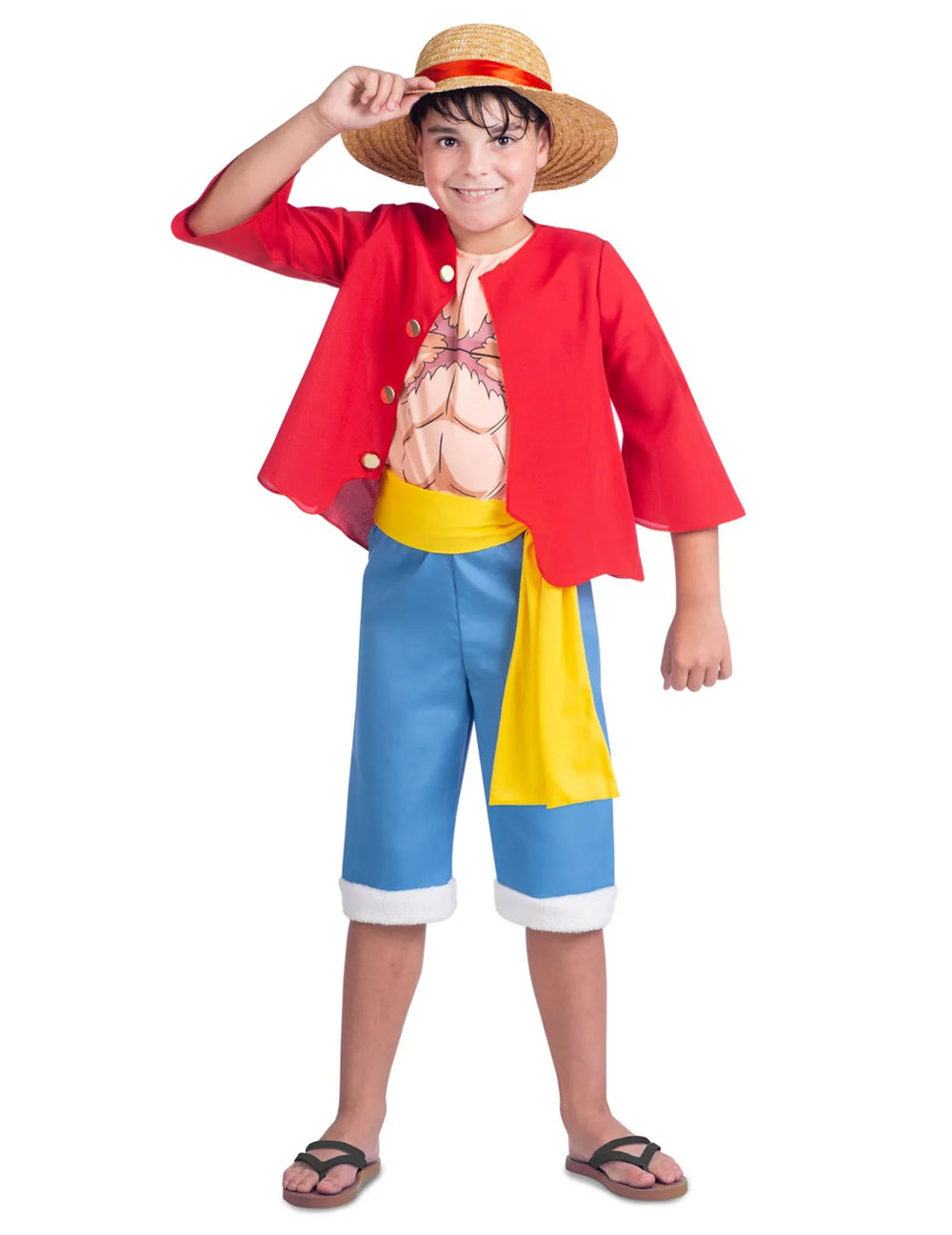 Vue de face du déguisement Luffy One Piece pour enfant