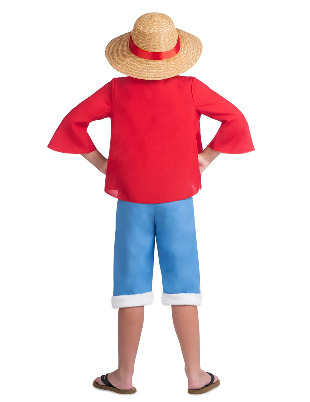Vue de dos du déguisement Luffy One Piece pour enfant