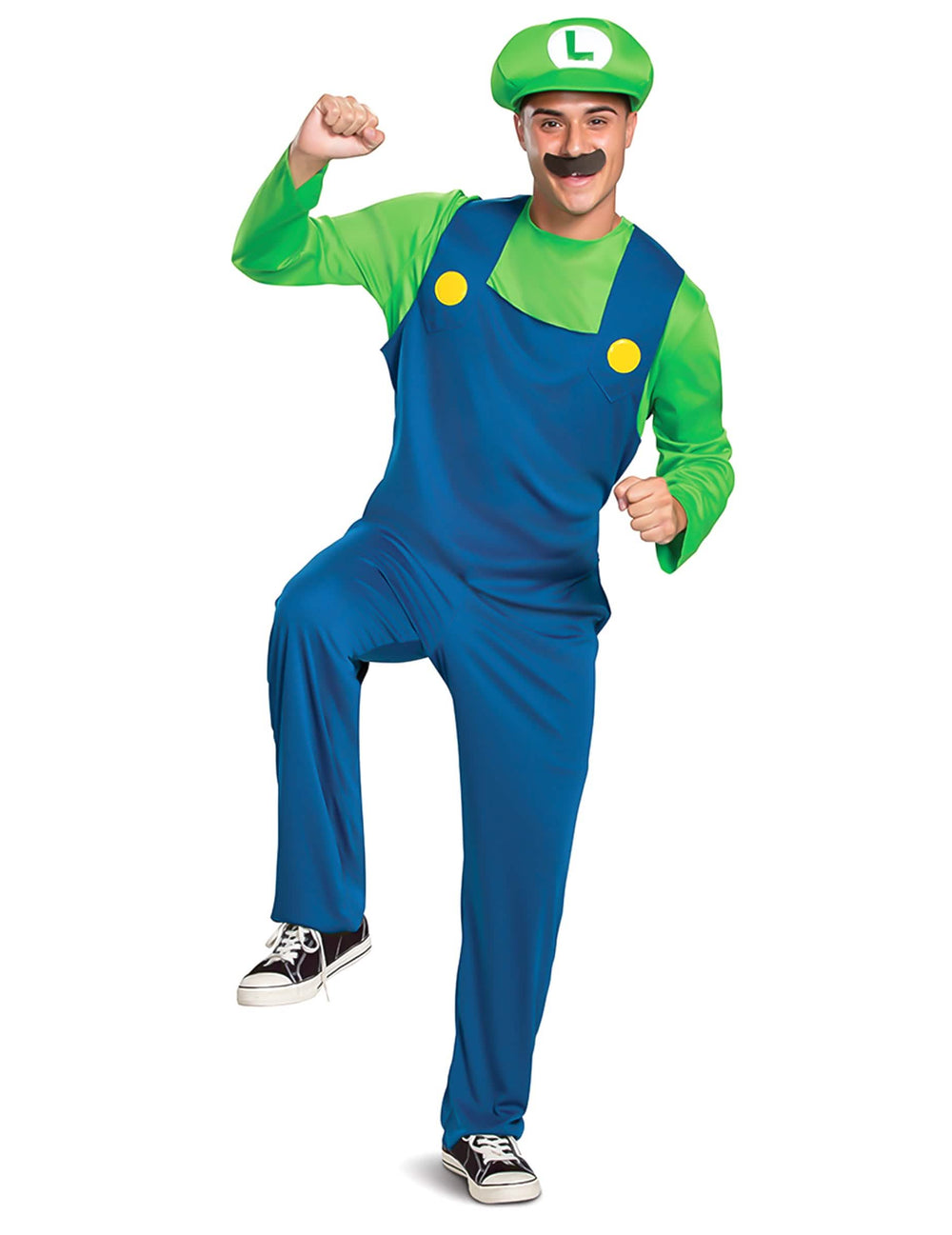 Costum clasic Luigi™ pentru adult, verde și albastru, cu șapcă și mustață
