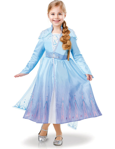 Costum de lux Elsa Frozen 2™ pentru fată, albastru deschis, cu detalii strălucitoare